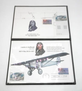 Charles Lindbergh 1977 First Day of Issue US Postage Stamps Fleetwood Folio FDC - Picture 1 of 10