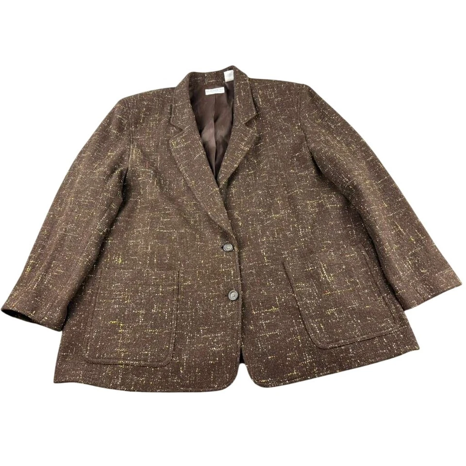 Blazer Mujer Vintage Elisabeth Liz Claiborne 20 Marrón Lana Seda Lino Rayón Foto 1 de 4