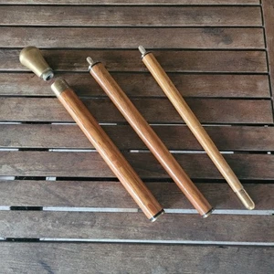Vintage Wood & Brass Ball Head 3 pc Cane Walking Stick 34" - Picture 1 of 10