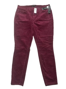 Pantaloni Banana Republic Mid-Rise skinny in velluto a coste taglia 14 bordeaux - nuovi con etichette - Foto 1 di 3