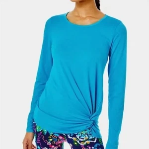 Top Lilly Pulitzer Luxletic Mujer Twist Front Manga Larga Azul L - Imagen 1 de 5