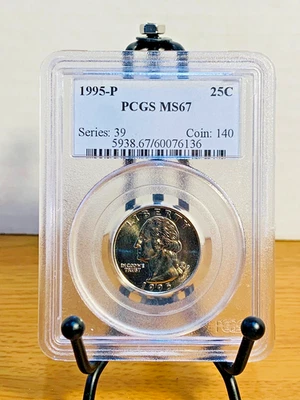 1995-P Washington Quarter PCGS MS67 Mint State 67 #60076136 - Image 1 of 2