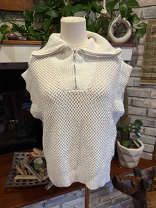 Scotch & Soda offener Strickpullover Weste 1/4-Reißverschluss Wasserfallausschnitt | weiß | Damen Small - Bild 1 von 8