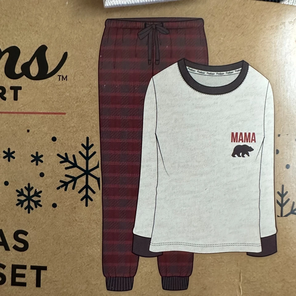Dearfoams Women's 2X Red/Tan/Black Family Christmas Holiday 2 Peace Pajama Set - Image 1 of 4
