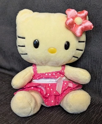 2013 Build a Bear Yellow Hello Kitty Smallfrys 7 in Plush w/ Flower Dress Sanrio - Image 1 of 4