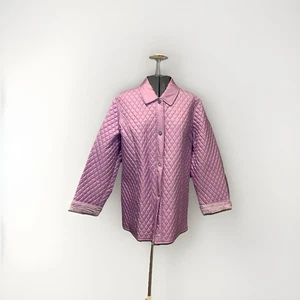 Chaqueta Dennis Basso Seda Grande 14 Mujer Púrpura Lavanda Acolchada Longitud Media Nueva - Imagen 1 de 8