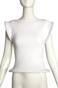 Suéter aro tejido acanalado blanco PIERRE CARDIN (ALTA COSTURA)- 2002, talla 6 - Imagen 1 de 6
