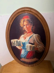 Letrero de barra de madera sintética cerveza niña St. Pauli vintage LEER - Imagen 1 de 3