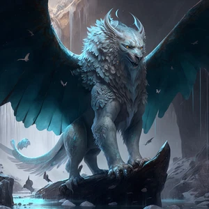 Impresión de póster de imagen de pared de bestia de fantasía con alas arte en lienzo - Imagen 1 de 22