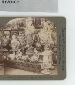 Exhibit of Vases St Louis World Fair 1904 Whiting Stereoview - Picture 1 of 2