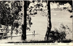 Vintage Szene aus Schmirler's Resort am Big Winnie Lake Minnesota Postkarte - Bild 1 von 2