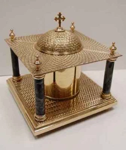 + Ornate Cremation Remains Urn + URN w/Marble and Ornate Brass + - Picture 1 of 5
