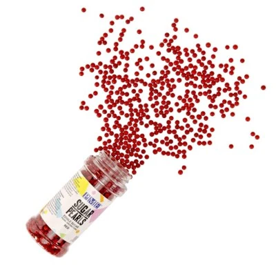 Pme Edible Sugar Pearls Red - 100g 4mm  - Image 1 of 4