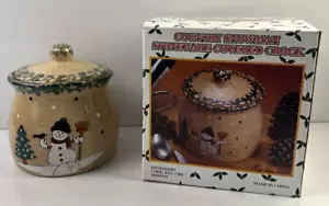 Country Snowman Stoneware Covered Crock with Lid 6.75"H - Bild 1 von 14