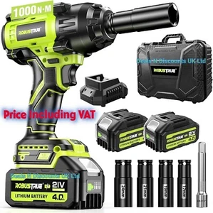 Robustrue 1000N.m High Torque Impact Wrench, 2 x4.0Ah Batteries, Fast Charge-New - Picture 1 of 17