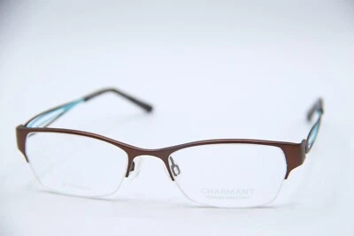 NOVO CHARMANT TITANIUM PERFECTION CH12075 BRN AZUL AUTÊNTICO ÓCULOS 51-18 - Imagem 1 de 4
