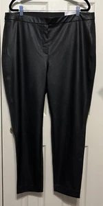 Chico's Smoky Heather Gray Faux-Leather Front Ponte Leggings Size 3(16/18) NWT - Picture 1 of 11