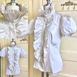 RARE! Blugirl Blumarine Accordion Pleat Ruffle Embellished Blouse IT40 - Picture 1 of 13
