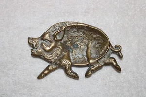 Antique Victorian Edwardian Pin Coin Dresser Tray Wild Boar Pig Good Casting - Picture 1 of 10