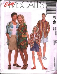 8148 Vintage McCalls SEWING Pattern Mens Misses Shirt Shorts Two Lengths UNCUT - Picture 1 of 2