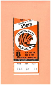 San Francisco 49ers at Cincinnati Bengals 12-6-1981 boleto Super Bowl temporada XVI - Imagen 1 de 2