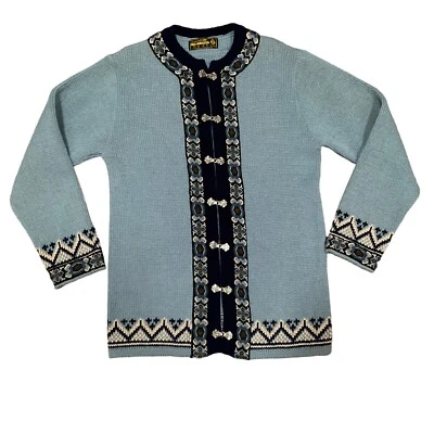 Suéter Nordstrikk Pura Nueva Lana Azul Cierre Frontal Cárdigan Noruego De Colección Foto 1 de 4