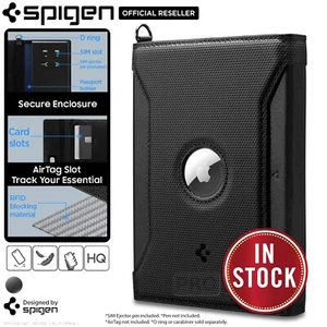 SPIGEN RFID Blocking AirTag Passport Travel Card SIM Pen Holder Slim Cover Case - Picture 1 of 26