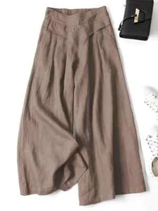 Women's Retro Linen-Blend Wide Leg Cropped Pants - Picture 1 of 6