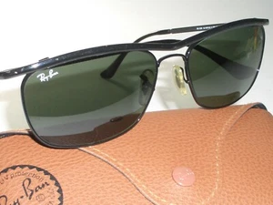 Ray Ban RB3385 ELEGANTE GLÄNZENDE SCHWARZE OLYMPIAN II DELUXE G15 RECHTECKIGE SONNENBRILLE - Bild 1 von 11