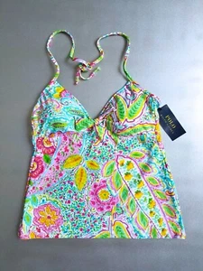 $75 POLO RALPH LAUREN WOMENS TIE-BACK SUN-RISE PAISLEY TANKINI SWMI TOP SZ: S - Picture 1 of 4