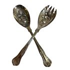 Vintage Italian Salad Servers Ornate Fruit Pattern Made In Italy Silver Plate