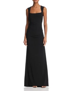 NWT Adrianna Papell AP1E202255 Black Jersey Square Neck Sheath Maxi Gown 6 - Picture 1 of 8