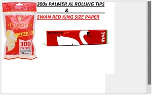 300XPALMER SLIM XL EXTRALONG Rolling Filter Tip 320 Swan KingSize Slim Red Paper - Picture 1 of 4