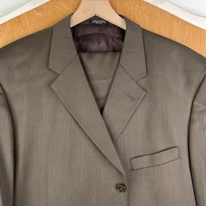 Jones New York Suit Mens 50R Solid Brown 3 Button Pants 38x29 Pleated Front - Picture 1 of 22