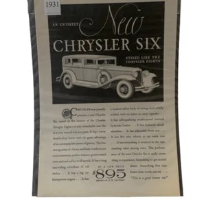Vintage 1931 Chrysler The New Chrysler Six Ad Advertisement - Picture 1 of 4