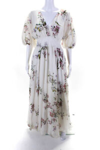 Giambattista Valli Womens Silk Floral Print A Line Dress White Size EUR 42