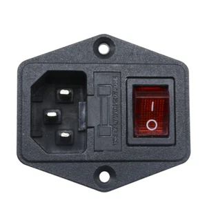 Presa di alimentazione 3 terminali nero rosso AC 250V 10A con supporto fusibile - Foto 1 di 9