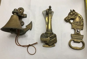 Vintage Brass Nautical Bell ,Longship Lighthouse Door Knocked, Bottle Opener - Picture 1 of 2