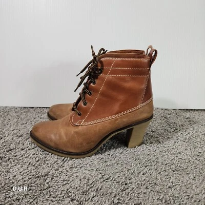 Botines Johnston & Murphy de cuero con tacón talla 10M color tostado con cordones Foto 1 de 4