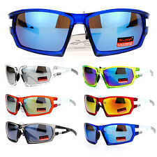 Xloop Mens Mirror Lens Aerodynamic Rectangular Matte Plastic Sport Sunglasses