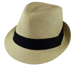 Unisex Summer Fedora Panama Straw Hats with Band (Ship in a BOX) - Picture 1 of 45