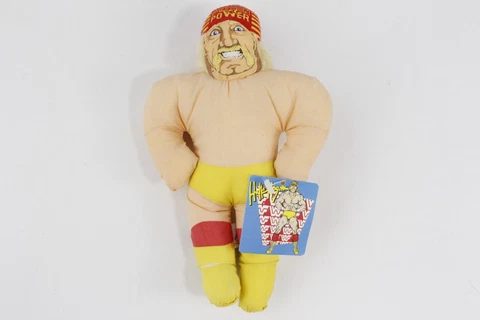 1991 Ace Novelty WWF Hulk Hogan Python Power 8" Plush Doll w Fuzzy Hair and Tags Cover