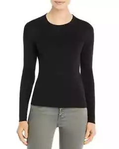 Three Dots Long-Sleeve Tee Women's L Black Solid Round Neck Pullover - Picture 1 of 13