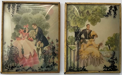 Fotos de silhueta vintage vidro bolha convexo pintado ao contrário homem e mulher - Imagem 1 de 4