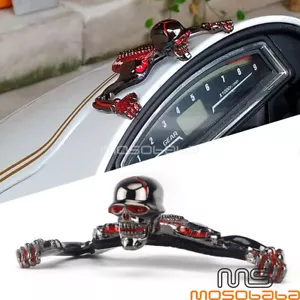 Skull Skeleton Headlight Fender Ornament For Harley Cruiser Cafe Racer Chopper - Foto 1 di 9