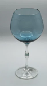 Pier 1 Double Dip Blue Balloon Wine Glass, Hand Blown 9 1/2" tall, 21 Oz,  NWOB - Picture 1 of 2