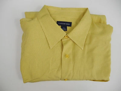 Lands' End Men's Long Sleeve Dress Shirt - Yellow Checks 16/16.5 Sz Lg - X134a - Image 1 of 4