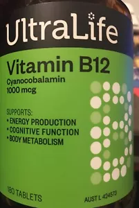 Vitamina B12 Metabolismo Energético Función Cognitiva Glóbulos Rojos 180 Comprimidos NUEVO - Imagen 1 de 1