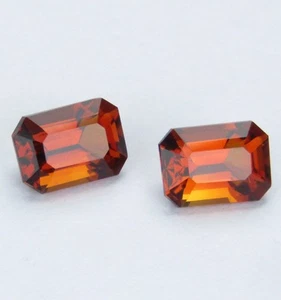 1.83Cts Stunning Natural Madeira Citrine 7x5mm Emerald Cut Matching Pair - Picture 1 of 8