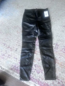 Free People Skinny-Hose Damen Größe 28 veganes Leder hoher Bund neu mit Etikett - Bild 1 von 7